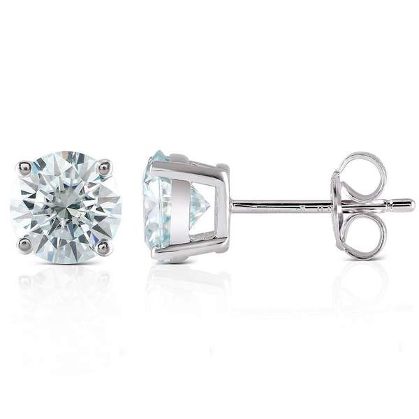 9ct White Gold 1.00ct Aquamarine Round Stud Earrings