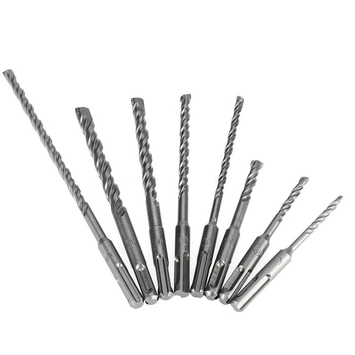 8pcs/set 2 Pits 2 Slots SDS Shank Rotary Hammer Impact Drill Bit Electric Hammer SDS PLUS Drill Bits