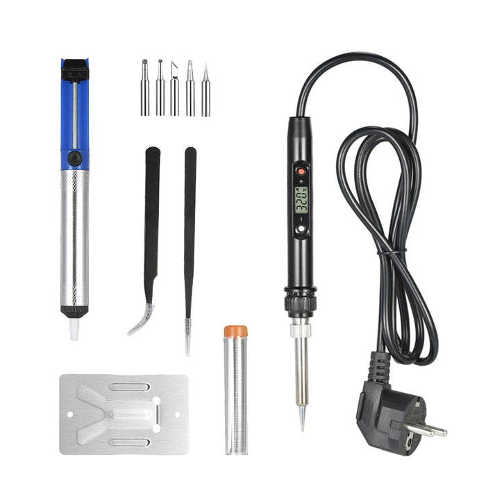 EU 80W Professional LCD Digital Temperature Adjustable Electric Soldering Iron Tool Lead-free Mini Soldering Station AC220V