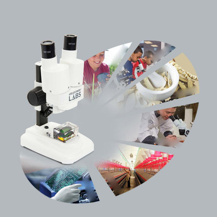 Professional Laboratory Binocular Stereo Microscope 10X LED High Power Magnifying Glass Clear - Dynagem 