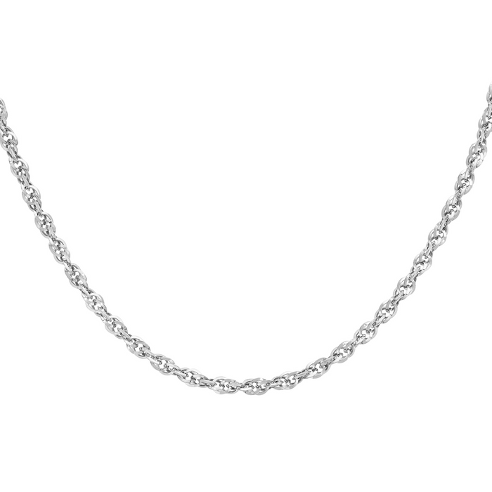 9ct White Gold 40 Diamond Cut Prince of Wales Chain