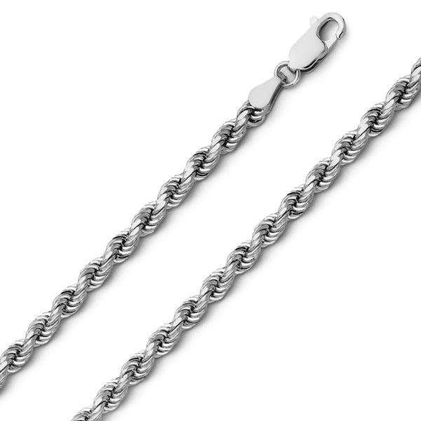 9ct White Gold 60 Diamond Cut Rope Chain